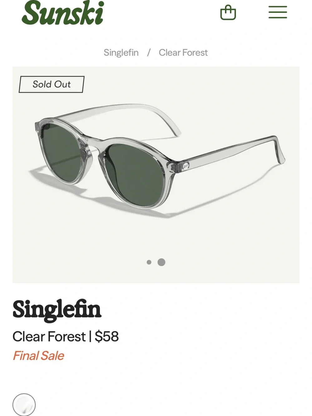 Sunski Clear Round Frame Sunglasses with Black Lenses
